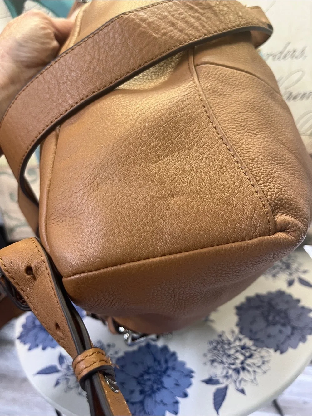 Vince Camuto Leather Tote Backpack in Tan (camel color)